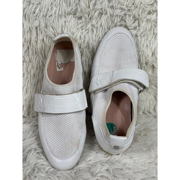 Taryn Rose Simona Shoes Womens Size 7.5 White Croc Embossed Mary Jane - Picture 1 of 9